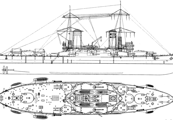 Боевой корабль Россия - Andrei Pervozvanny 1914 [Battleship] - чертежи, габариты, рисунки